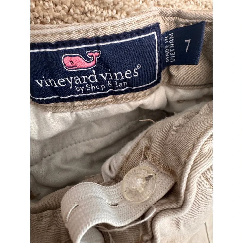 Vineyard Vines Boys Khaki Chino Shorts Stretch Adjustable Waist Size 7